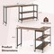 Rustic Brown MDF Steel Rotating Sofa Table with Shelves and Casters